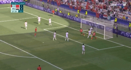 ⚽奥运男足半场:阿什拉夫助攻 埃扎洛佐利爆射世界波 摩洛哥暂3-0伊拉克晋级在望